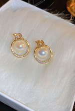 正韓S925純銀 氣質微鑲鋯石字母D人魚珍珠耳環 正韓S925純銀 氣質微鑲鋯石字母D人魚珍珠耳環