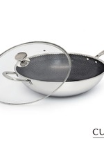 【義大利CUOCO】頂級316雷射晶鋼IH蜂巢不沾炒鍋36cm(附蓋)