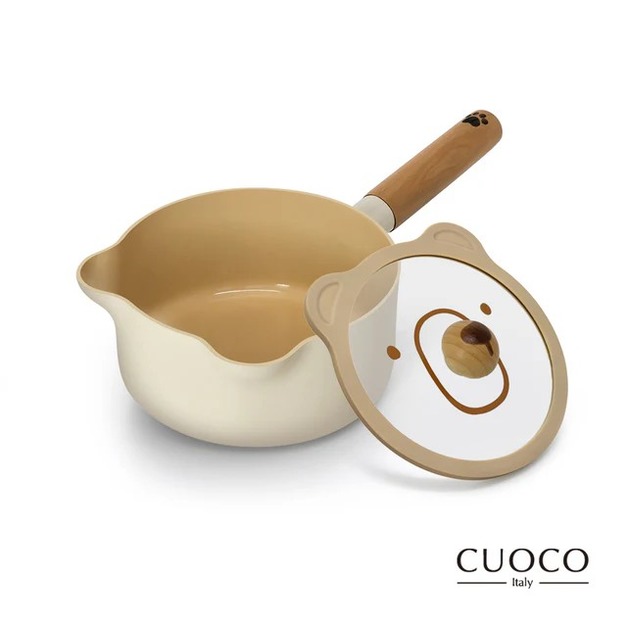 【義大利CUOCO】北歐系列-暖白小熊IH不沾奶鍋組16cm(附蓋) 【義大利CUOCO】北歐系列-暖白小熊IH不沾奶鍋組16cm(附蓋)