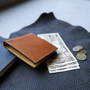 四卡全牛皮零錢袋短皮夾 江戶茶/復古黃 二つ折り財布-小銭入付 四卡全牛皮零錢袋短皮夾 江戶茶/復古黃 二つ折り財布-小銭入付