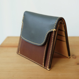 六卡全牛皮零錢袋短皮夾 茶青綠/可可茶/復古黃 二つ折り財布-小銭入付 六卡全牛皮零錢袋短皮夾 茶青綠/可可茶/復古黃 二つ折り財布-小銭入付