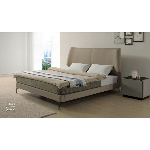 格雷森半牛皮6尺床台 (ZG39)(淺咖皮) 格雷森半牛皮6尺床台 (ZG39)(淺咖皮)