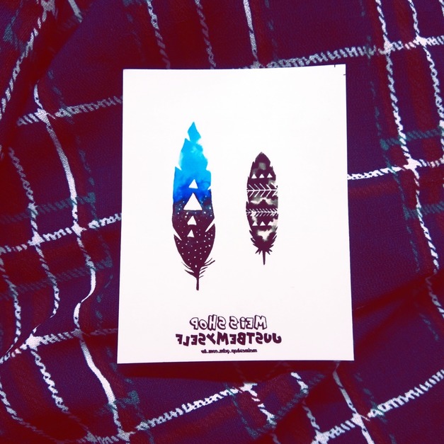 獨家訂做款紋身 渲染幾何羽毛 獨家訂做款紋身 渲染幾何羽毛