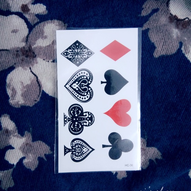迷你紋身 撲克花紋 迷你紋身 撲克花紋