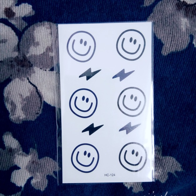 迷你紋身 閃電笑臉 迷你紋身 閃電笑臉