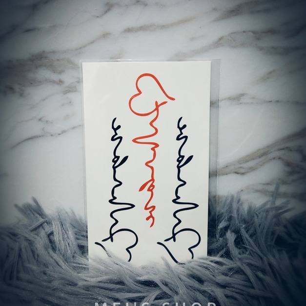 迷你紋身 彩色愛心心電圖 迷你紋身 彩色愛心心電圖