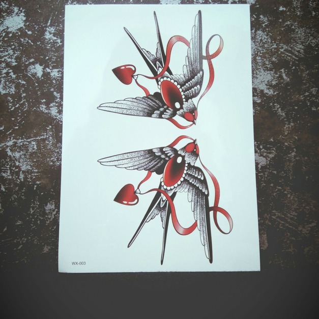 限量新款大圖刺青紋身 紅心飛燕 限量新款大圖刺青紋身 紅心飛燕