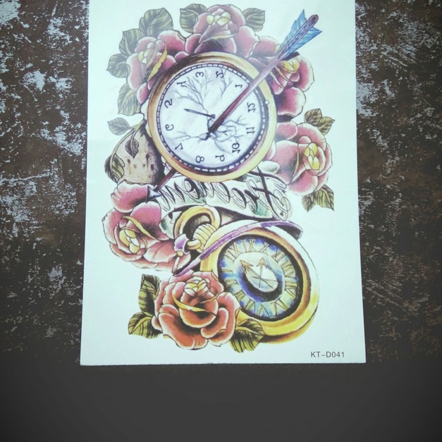 限量新款大圖刺青紋身 碎裂玫瑰鐘錶 限量新款大圖刺青紋身 碎裂玫瑰鐘錶