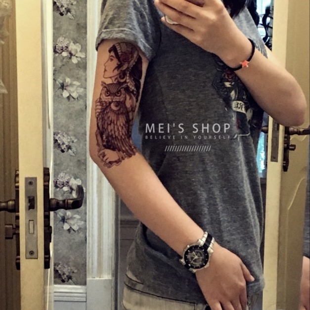 限量新款大圖刺青紋身 貓頭鷹女孩 限量新款大圖刺青紋身 貓頭鷹女孩