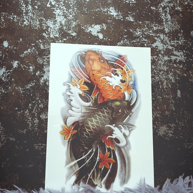 限量新款大圖刺青紋身 楓葉金鯉 限量新款大圖刺青紋身 楓葉金鯉