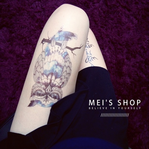 限量新款大圖刺青紋身 藍鑽貓頭鷹 限量新款大圖刺青紋身 藍鑽貓頭鷹