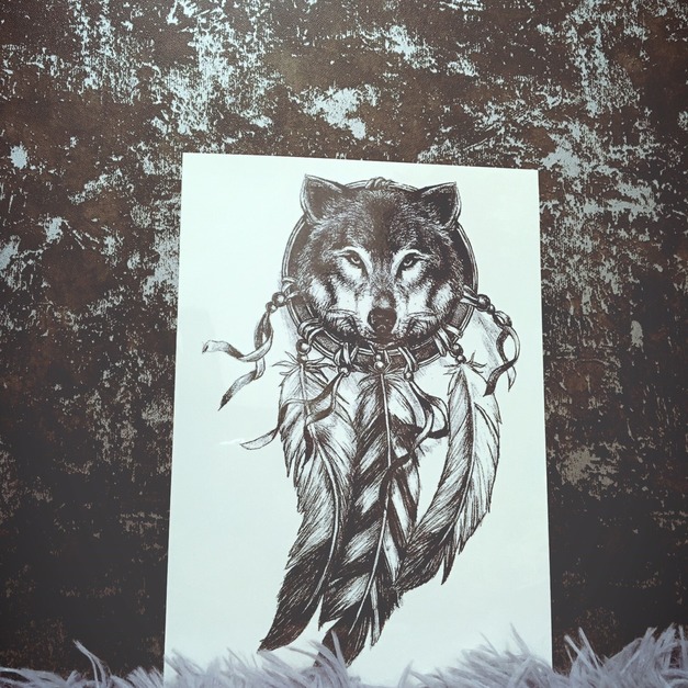 個性刺青紋身貼6009 狼捕夢網 個性刺青紋身貼6009 狼捕夢網