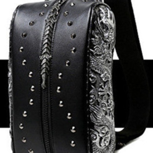 3D立體浮雕雙龍圖騰胸包腰包(3色可選:霸氣黑、高貴銀、土豪金)