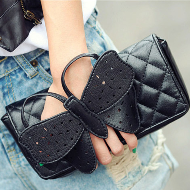 明星同款立體蝴蝶菱格紋造型包手拿包側背包斜背包