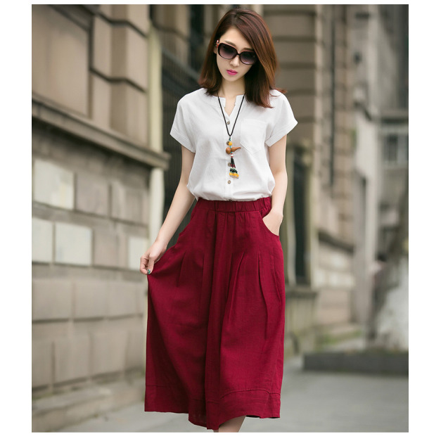 夏季女裝韓版寬鬆時尚棉麻連身裙 夏季女裝韓版寬鬆時尚棉麻連身裙