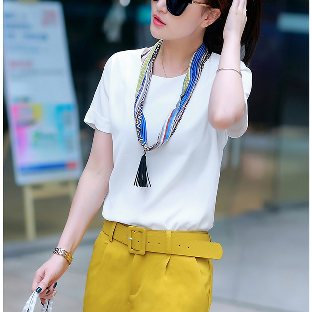 夏季休閒風雪紡紗顯瘦上衣短褲套裝