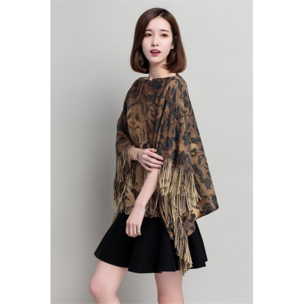 歐美豹紋老虎頭時尚披肩161211001 歐美豹紋老虎頭時尚披肩161211001