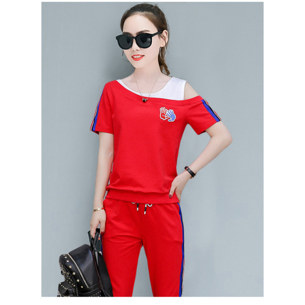 韓版女裝中大尺碼女裝長袖休閒服套裝運動服套裝短袖上衣七分褲 (3色可選)170831038 韓版女裝中大尺碼女裝長袖休閒服套裝運動服套裝短袖上衣七分褲 (3色可選)170831038