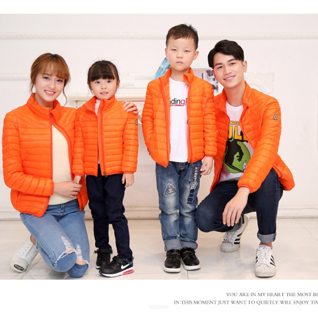 輕羽絨棉服外套甜蜜親子裝情侶裝女裝男裝童裝(紅、黑、天藍、藏青、橘、果綠、灰7色可選)171203003