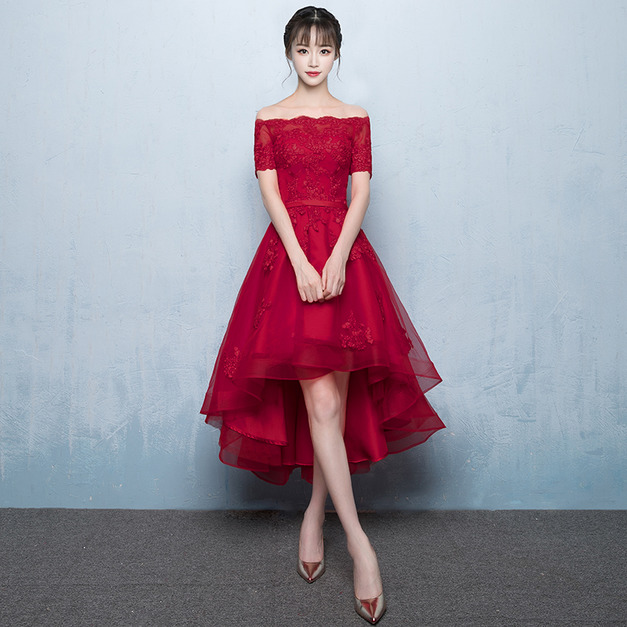 酒紅色(前短後長)