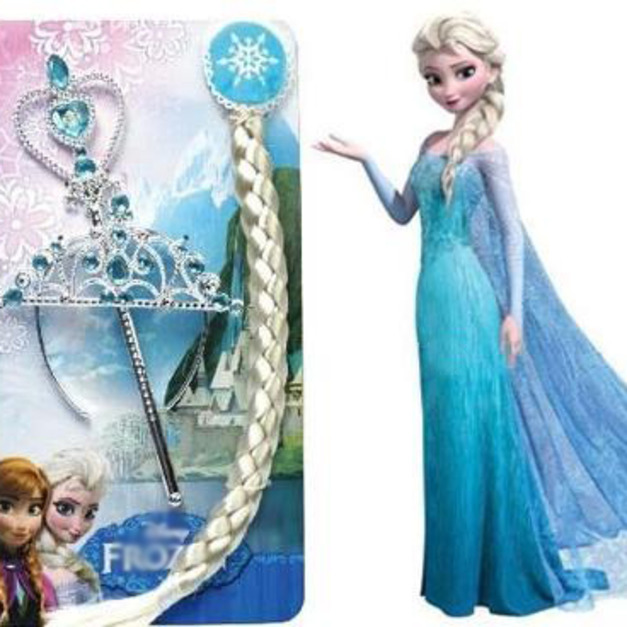 冰雪奇緣皇冠/魔法棒/長髮三件套組/萬聖節裝扮(現貨)