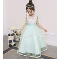 甜美花瓣刺繡圓領中大童網紗蓬蓬裙/公主裙(藍色)_1 甜美花瓣刺繡圓領中大童網紗蓬蓬裙/公主裙(藍色)_1