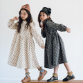 秋款韓版中大童波點荷葉邊長款連衣裙(2色) 秋款韓版中大童波點荷葉邊長款連衣裙(2色)