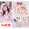 冬款韓版中大童草莓款加絨針織外套/小開衫/親子裝 冬款韓版中大童草莓款加絨針織外套/小開衫/親子裝