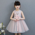 韓版中大童甜美繡花蝴蝶結粉色公主裙/禮服 韓版中大童甜美繡花蝴蝶結粉色公主裙/禮服