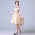韓版中大童立體手工繡花香檳色燕尾公主裙/禮服_1 韓版中大童立體手工繡花香檳色燕尾公主裙/禮服_1