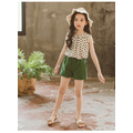 夏裝韓版中大童圓點上衣+綠色短褲二件套_4 夏裝韓版中大童圓點上衣+綠色短褲二件套_4