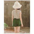 夏裝韓版中大童圓點上衣+綠色短褲二件套_1 夏裝韓版中大童圓點上衣+綠色短褲二件套_1