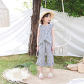 夏裝韓版中大童條紋花邊上衣+寬版七分褲二件套_8 夏裝韓版中大童條紋花邊上衣+寬版七分褲二件套_8