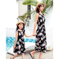 夏裝韓版中大童 渡假風純棉碎花長款連衣裙(黑色)_2 夏裝韓版中大童 渡假風純棉碎花長款連衣裙(黑色)_2