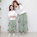 秋裝新款韓版中大童圓點花邊長款蛋糕裙/親子裝(綠色) 秋裝新款韓版中大童圓點花邊長款蛋糕裙/親子裝(綠色)