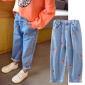 秋裝新款韓版中大童草莓印花牛仔褲/長褲 秋裝新款韓版中大童草莓印花牛仔褲/長褲
