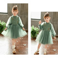 秋冬款韓版中大童小刺繡毛衣拼接紗連衣裙(綠色)_3 秋冬款韓版中大童小刺繡毛衣拼接紗連衣裙(綠色)_3