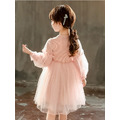 冬款韓版中大童蝴蝶蓬蓬袖毛衣拼接網紗公主裙(粉色)_2 冬款韓版中大童蝴蝶蓬蓬袖毛衣拼接網紗公主裙(粉色)_2
