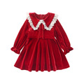 冬款中大童金絲絨蕾絲花邊領紅色公主裙/連衣裙_5 冬款中大童金絲絨蕾絲花邊領紅色公主裙/連衣裙_5