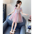 夏款韓版中大童甜美彩虹網紗公主裙(粉色)_2 夏款韓版中大童甜美彩虹網紗公主裙(粉色)_2