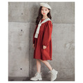 2020秋款韓版中大童甜美蕾絲領巾泡泡袖紅色連衣裙_4 2020秋款韓版中大童甜美蕾絲領巾泡泡袖紅色連衣裙_4