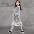 2020秋款韓版中大童點點拼接假二件灰色連衣裙_4 2020秋款韓版中大童點點拼接假二件灰色連衣裙_4