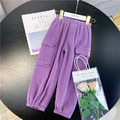 2020秋款韓版中大童休閒工裝寬版紫色長褲_2 2020秋款韓版中大童休閒工裝寬版紫色長褲_2