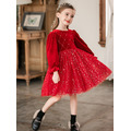 2020冬款加絨韓版中大童金絲絨紅色閃亮公主裙_2 2020冬款加絨韓版中大童金絲絨紅色閃亮公主裙_2
