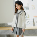 2020冬裝韓版中大童白色加絨上衣+披肩+百褶裙三件套_3 2020冬裝韓版中大童白色加絨上衣+披肩+百褶裙三件套_3