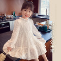 2021春裝韓版中大童羽毛剪花長袖蓬蓬公主裙 2021春裝韓版中大童羽毛剪花長袖蓬蓬公主裙