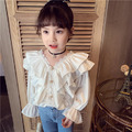 2021春裝韓版中大童純色V領蕾絲荷葉邊長袖襯衫/上衣_1 2021春裝韓版中大童純色V領蕾絲荷葉邊長袖襯衫/上衣_1