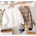 2021春裝韓版男童格子熊長袖上衣+格子長褲二件套(白色)_1 2021春裝韓版男童格子熊長袖上衣+格子長褲二件套(白色)_1