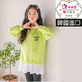 【韓國正品】春款中大童純棉假二件綠色休閒上衣 【韓國正品】春款中大童純棉假二件綠色休閒上衣
