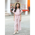 2021夏裝韓版中大童條紋喇叭袖上衣+闊腿褲二件套(粉色)_3 2021夏裝韓版中大童條紋喇叭袖上衣+闊腿褲二件套(粉色)_3